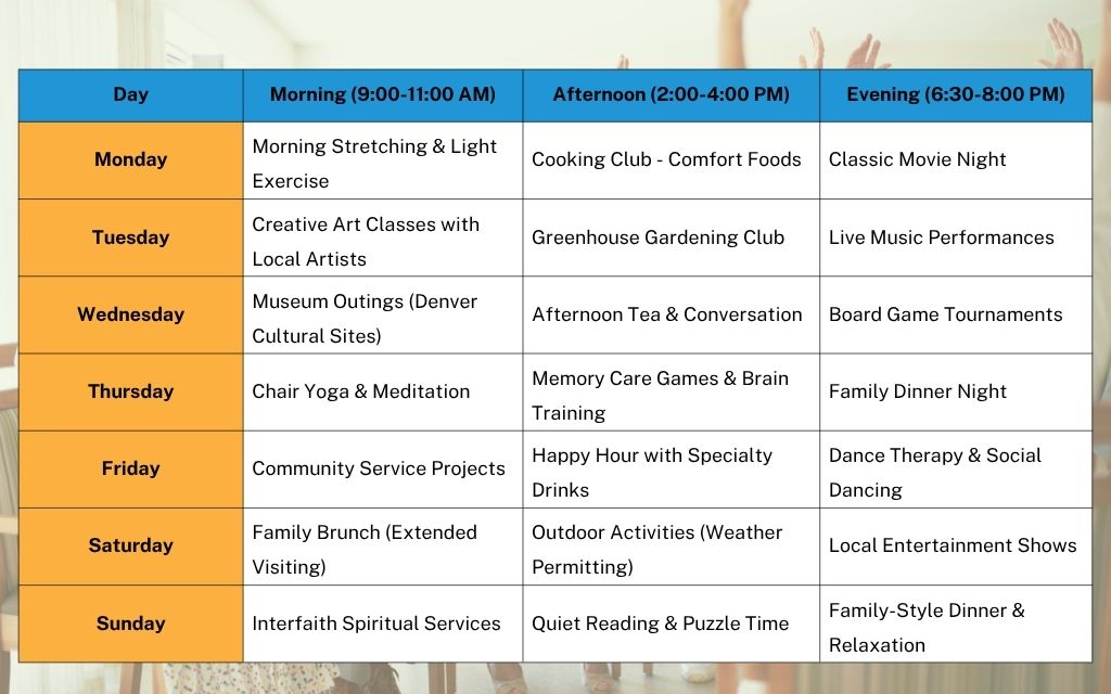 What's inside a typical assisted living activity calendar
