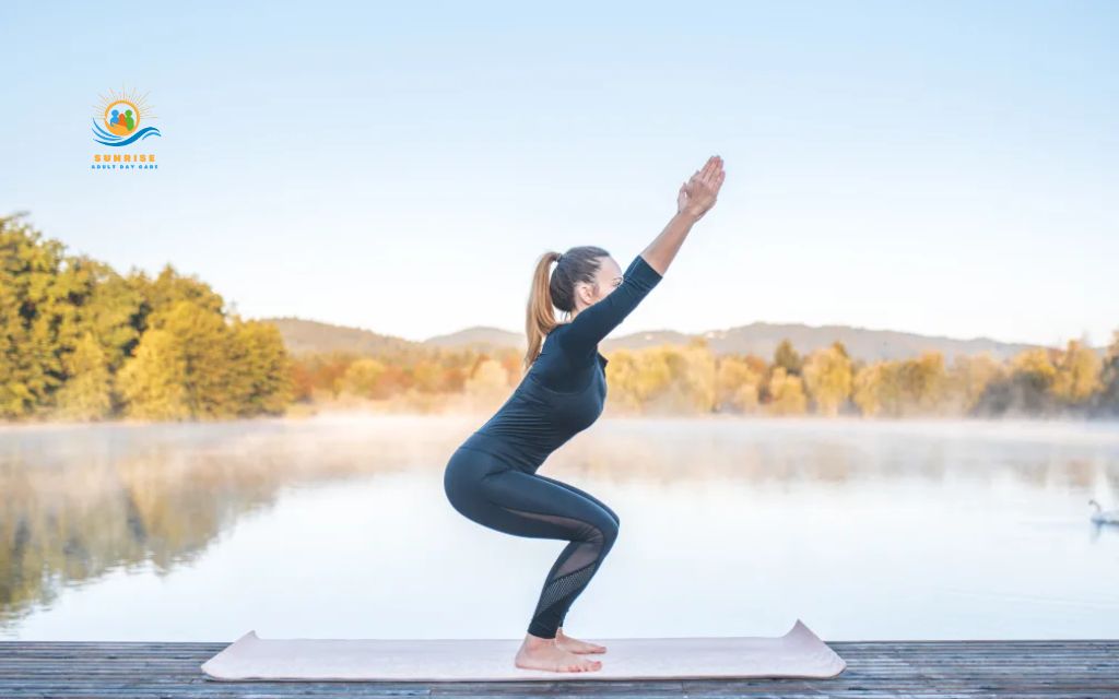 Supported chair pose (mini squat)
