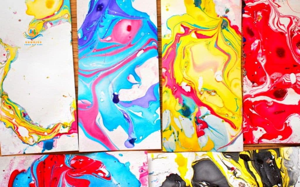 spring crafts for seniors: Marbling with nail polish