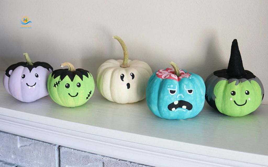 craft activities for seniors: Painted mini pumpkins