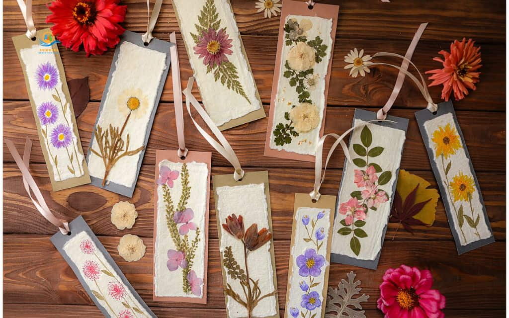 craft activities for seniors: Pressed flower bookmarks